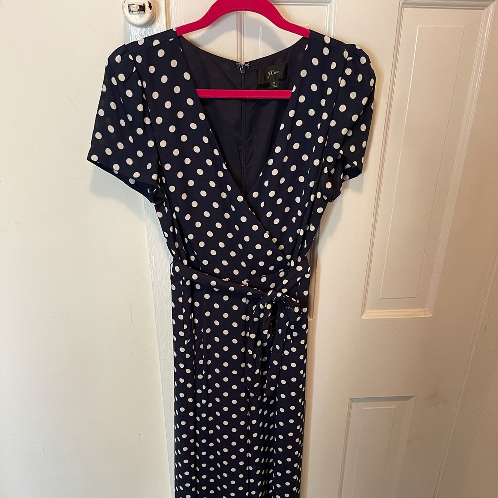 J. Crew Polka Dot Wrap Jumpsuit, Size 8, LNC